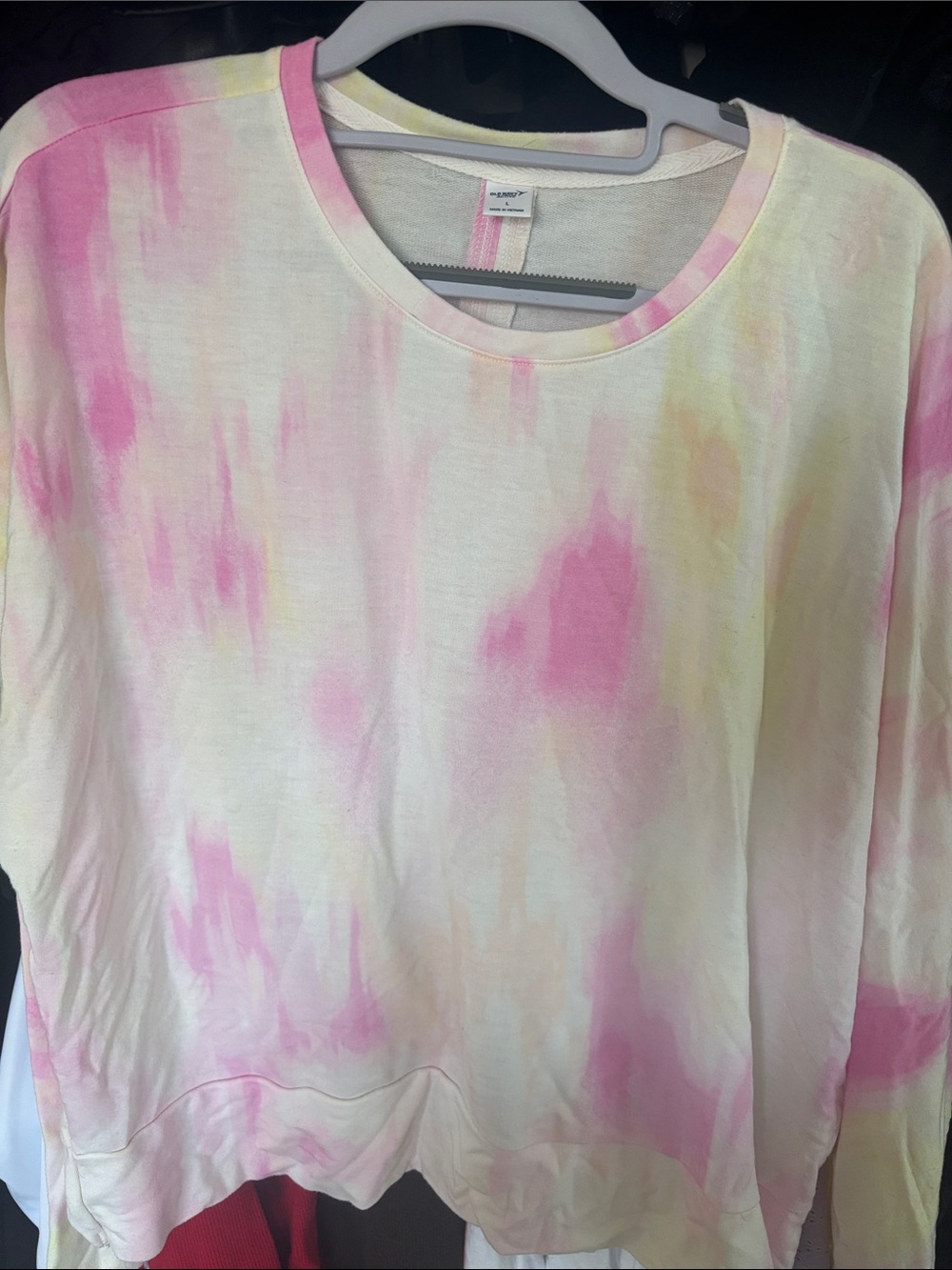 Old Navy active Pastel Pink & Yellow Tie-Dye Crewneck Sweatshirt